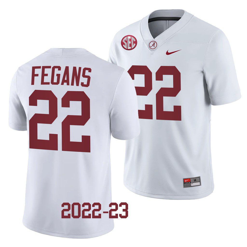 Men's Alabama Crimson Tide Trequon Fegans #22 2022-23 White NCAA College Football Jersey